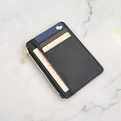 Slim Minimalist Faux Leather Front Pocket Credit Card Holder Wallet - color: B
