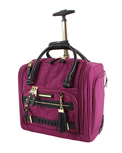 Steve Madden Designer Luggage Collection - 3 Piece Softside Expandable Lightweight Spinner Suitcase Set - Travel Set Includes an Under Seat Bag, 20-Inch Carry on and 28-Inch Checked Suitcase, - color: Peek-a-boo Purple