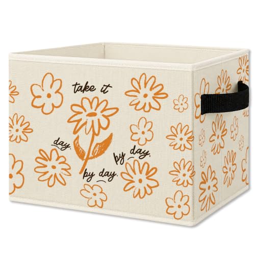 Boho Mental Health Floral Storage Bins Box Collapsible Basket - color: Color08
