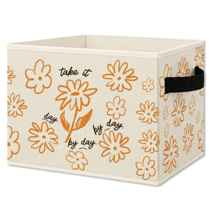 Boho Mental Health Floral Storage Bins Box Collapsible Basket - color: Color08