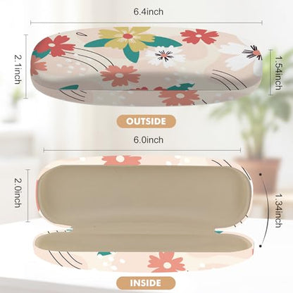 Glasses Case Hard Shell,Portable Protective Eyeglasses Case, Eyeglass Holder Box with Cleaning Cloth,for Women Men - color: Floral Print 2