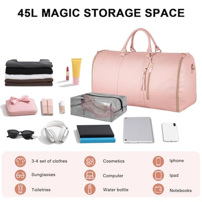 Ytonet Rolling Garment Bags for Travel, Convertible Carry On Garment Bag - color: Pink, style: Roller