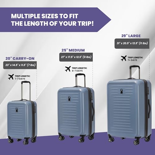 Spyder Rails Expandable Hardside Upright Suitcase with 360 Spinner Wheels, TSA Approved Lock, Denim, Large Checked - color: Denim, size: Large Checked