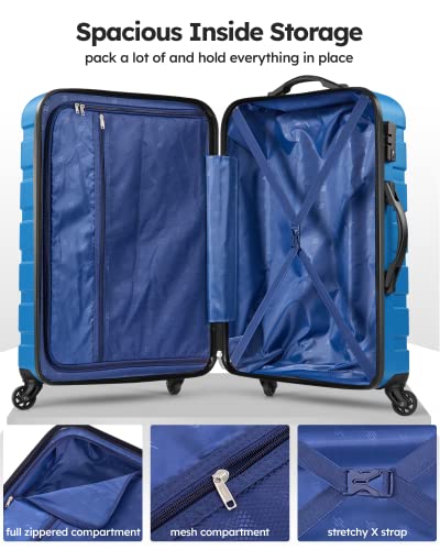 Suitour Luggage 3 Piece Sets Hard Shell Luggage Set with Spinner Wheels, TSA Lock, 20 24 28 inch Travel Suitcase Sets, Cerulean Blue - color: Cerulean Blue, size: 3-Piece Set (20/24/28)