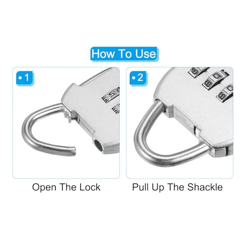 PATIKIL Security Steel Cable with 3 Digit Combination Lock, Travel Padlock 1.6Ft Coated Safety Wire Rope Double Loop for Luggage Suitcase Silver - color: Clear, Silver, size: 1.6Ft