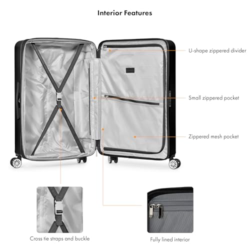 Travel Select Snowcreek Hardside Expandable Spinner Luggage Set w/USB Port, Black, 3-Piece - color: Black, size: 3 Piece Set