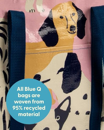 Blue Q Reusable Shoulder Tote Bag - Carry Everywhere Bag with Hefty Zipper - color: Happy Dog