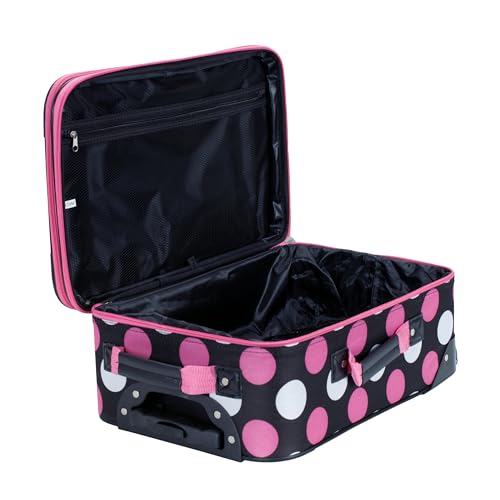 Rockland Fashion Softside 2 Piece Luggage Set, Expandable, (14" Tote/19" Upright), Multi Pink Dot - color: Multi Pink Dot, size: 2 Piece (19"/14" Tote)