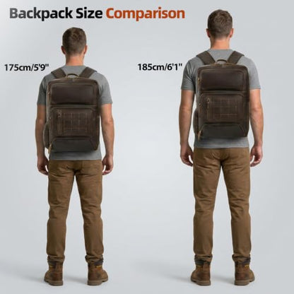 Full Grain Leather Backpack for Men, 17" Laptop Travel Rucksack, Brown - size: fits 17" laptop