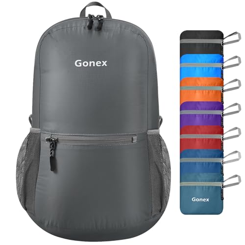 Gonex Packable Daypack Backpack 20L Lightweight Foldable Travel Bag - color: Grey