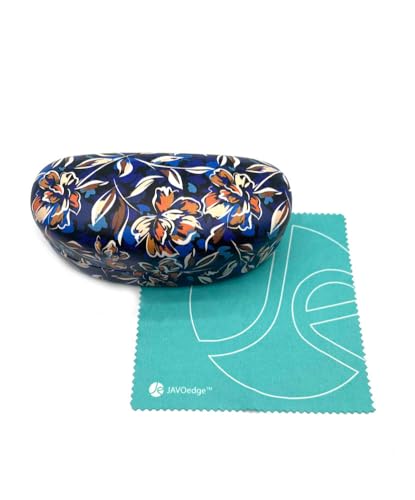 JAVOedge Style Eyeglass & Sunglasses Case - Extra Large Hard Shell Protective Case with Cleaning Cloth - color: Autumn Blossom