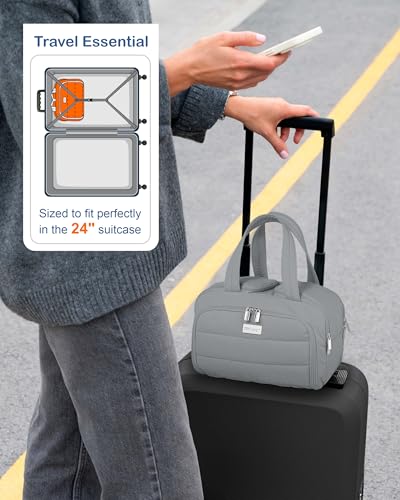 TOPDesign Travel Toiletry Bag, Puffer Makeup Organizer with Compartments - color: Grey