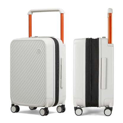 mixi Large Capacity Expandable Carry On Luggage Airline Approved 20'' Lightweight Luggage Wide Handle PC Hardshell Suitcases with Spinner Wheels & TSA Lock, Smoke White - color: Smoke White, size: 20-inch Expandable