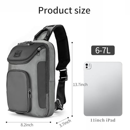 reeyee Sling Crossbody Bag Men, Travel Hiking Shoulder Chest Bag Backpack - color: Gray