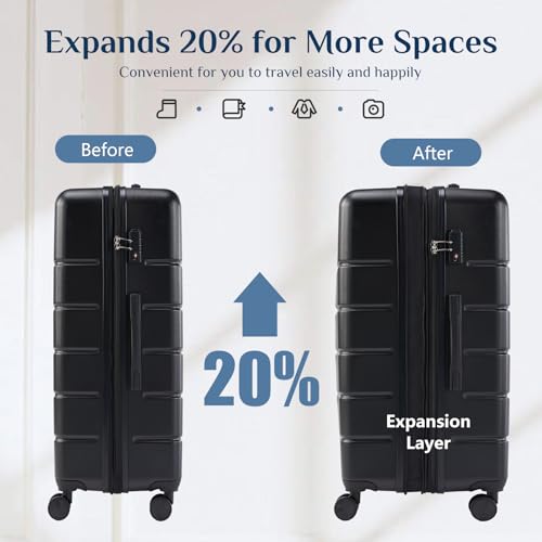 OLIXIS 28 Inch Luggage, Hardside Checked Suitcase with Spinner Wheels, Lightweight ABS Hard Shell Travel Luggage, TSA Approved Lock, Expandable Large Suitcase for Business & Travel–Black - color: Black, size: 28 IN