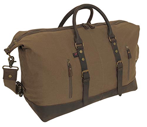 Rothco Extended Weekender Duffle Bag Heavyweight Canvas Travel Bag - color: Brown,Brass