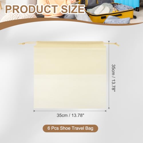 PATIKIL Shoe Bags for Travel 14" Dustproof Drawstring Bags Dust Cover 6Pcs - color: Beige, size: 14"
