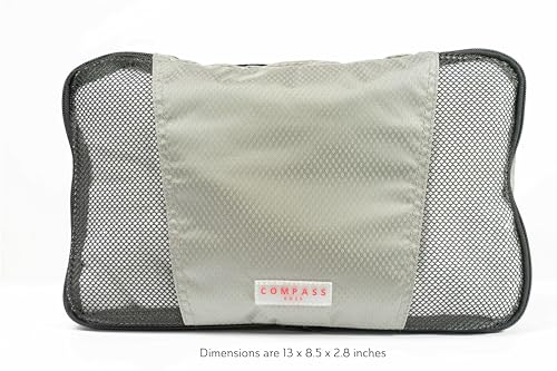 Medium Packing Cubes for Travel - 4 Piece Luggage Organizer Cubes for Carry On Luggage Backpack and Carry On Suitcase with Unique Number and Color Coded System - Dual Zippers, Top Handle, Red and Grey