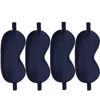 4PACK Sleep Masks Satin Eye Mask Silk Eyes Cover Silky Blindfold Blackout Eyeshade Soft Eyeshades Sleeping Covers Travel Nap - color: Navy