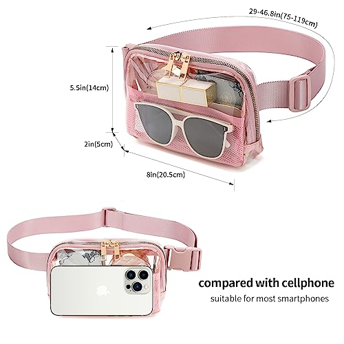 Clear Fanny Pack Stadium Approved Belt Bag, Clear Purse for Stadium Events - color: Pink