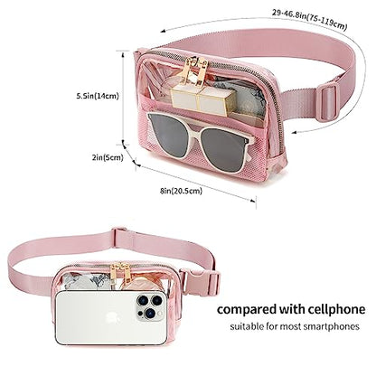 Clear Fanny Pack Stadium Approved Belt Bag, Clear Purse for Stadium Events - color: Pink