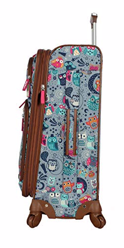 Lily Bloom Design Pattern 28" Luggage Softside Expandable With Double Spinner Wheels, Large Lightweight Suitcase Checked Bag For Women - color: Night Owl