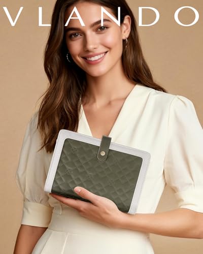 VLANDO Jewelry Organizer,Loose-Leaf with Clear Velvet Pouches,Olive Green - color: 03.Olive Green