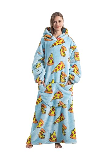 Capecage Long Wearable Blanket Hoodie with Big Pocket,Gift for Women or Men - color: Pizza