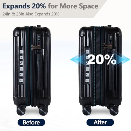 OUZZO 24 Inch Checked Luggage Durable Hardshell Suitcase with TSA Lock - color: Black, size: 24 inch