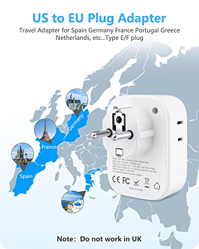LENCENT Germany France Travel Power Adapter, Schuko Type E F Power Plug - style: Type E/F-17.5W- Germany
