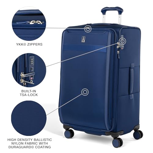 Travelpro VersaPack+ Softside Checked Luggage Suitcase, Navy Blue, 29-Inch - color: Estate Blue, size: Checked Large