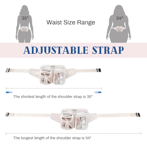 Fanny Pack Clear Stadium Bag Women Waist Pack Transparent Belt Bag, Beige - color: Beige