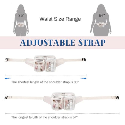 Fanny Pack Clear Stadium Bag Women Waist Pack Transparent Belt Bag, Beige - color: Beige