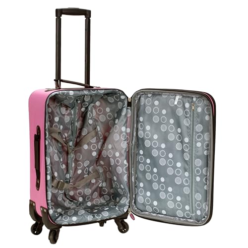 Rockland Pasadena Expandable Spinner Carry-on 19", Pink - color: Pink