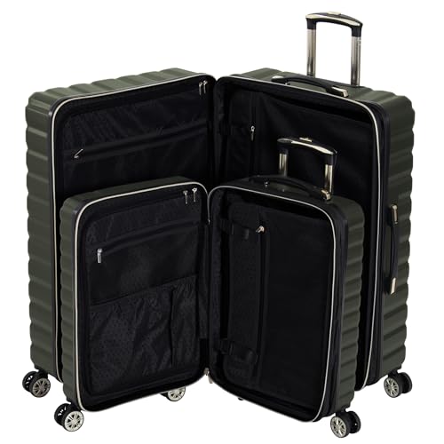 Kenneth Cole REACTION Madison Square Lightweight Hardside Chevron Expandable Spinner Luggage, Olive, 2-Piece Set (20" & 28") - color: Olive, size: 2-Piece Set (20" & 28")