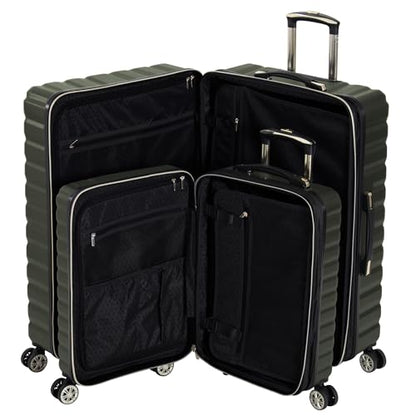 Kenneth Cole REACTION Madison Square Lightweight Hardside Chevron Expandable Spinner Luggage, Olive, 2-Piece Set (20" & 28") - color: Olive, size: 2-Piece Set (20" & 28")