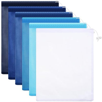 Frienda 6 Pack Mesh Drawstring Bags 11x15 Inch for Toys - color: Blue