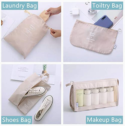 Luggage Packing Organizers Packing Cubes Set for Travel (white cactus) - color: white 8pc