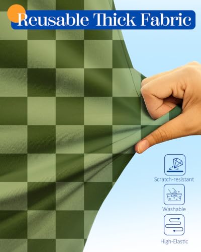 Slohif Classic Green Checkered Luggage Cover with Storage Pocket 28-30 inch - color: Grass Green Checkered, size: L-(28-30)Inch