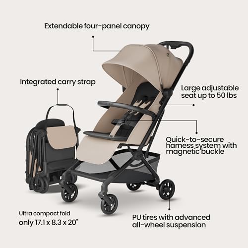 Mompush Velo Lightweight Travel Stroller Car Seat Adapter Included - color: Chalk Beige, size: Stroller+Car Seat Adapter