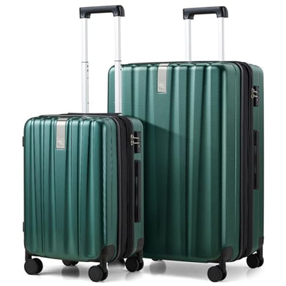 Hanke Expandable Hard Shell Luggage Sets, 2 Piece, 20/29 Inch - color: Blackish Green, size: 2 Pc Set EXT (20/29)