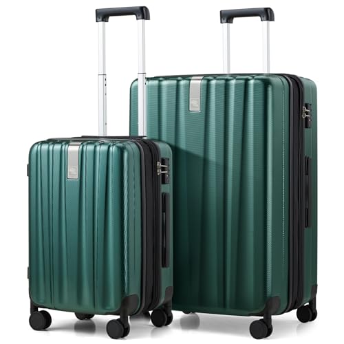 Hanke Expandable Hard Shell Luggage Sets, 2 Piece, 20/29 Inch - color: Blackish Green, size: 2 Pc Set EXT (20/29)