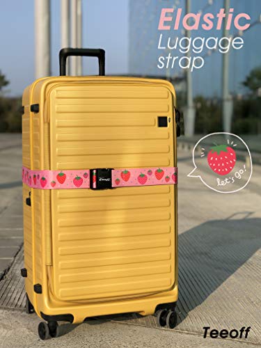 Teeoff Elastic Luggage Straps Suitcase Belts Travel Bag Accessories Adjustable 220CM (Strawberry) - color: Strawberry