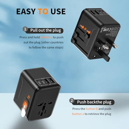 CC Store Universal Travel Adapter with 3 USB-C& 2 USB-A Ports 17.5W 검정 - color: 블랙-17.5W