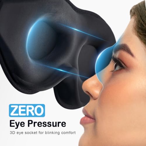 LitBear Breathable Sleep Mask, 3D Eye Mask Sleep for Side Sleeper Women Men - color: Ice Blue