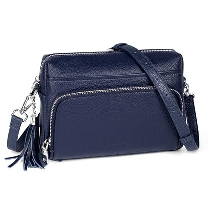 befen Genuine Leather Crossbody Bags for Women Leather Wallet Travel Purse - color: Navy Blue