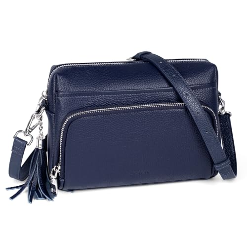 befen Genuine Leather Crossbody Bags for Women Leather Wallet Travel Purse - color: Navy Blue