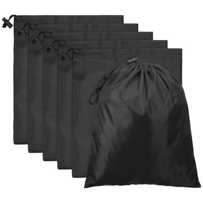 PATIKIL 토글이 있는 여행용 보관 가방, 25.4 x 30.5cm(10 x 12인치), 6팩 방수 210D 폴리에스터 드로스트링 백 보관 자루 신치 백, 체육관 여행 하이킹 요가 신발 정리함, 블랙 - color: 블랙., size: 10 x 12 Inch
