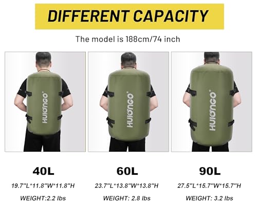 Hulongo Waterproof Duffel Bag Backpack for Men, Green, 40L - color: Green, size: 40L