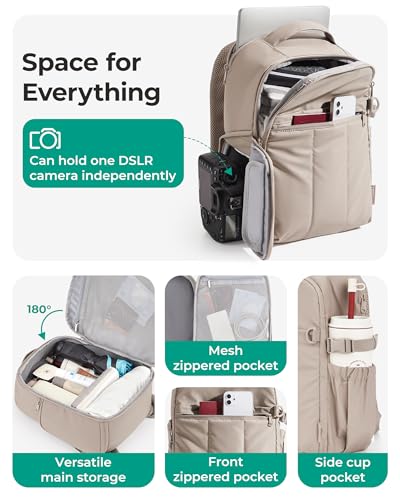 BAGSMART Small Camera Backpack for Women with Laptop Compartment, Green - color: Olive Green